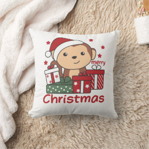 Monkey Christmas Gift Winter Animals Monkeys Cushion