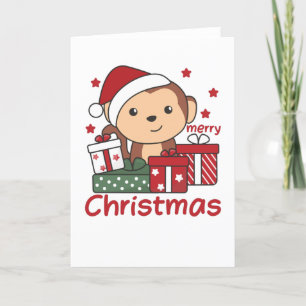 Monkey Christmas Gift Winter Animals Monkeys Holiday Card