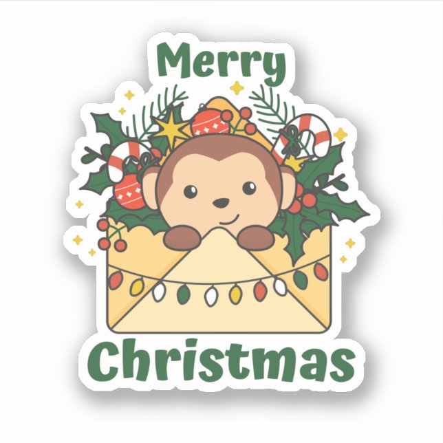 Monkey Christmas Letter Winter Animals Monkeys (Front)