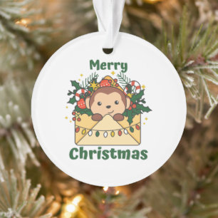 Monkey Christmas Letter Winter Animals Monkeys Ornament