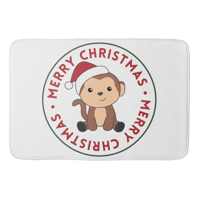 Monkey Christmas Snow Winter Animals Monkeys Bath  Bath Mat (Front)