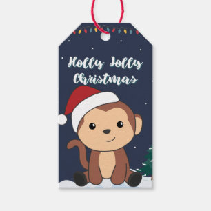 Monkey Christmas Snow Winter Animals Monkeys Gift Gift Tags