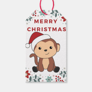 Monkey Christmas Snow Winter Animals Monkeys Gift  Tags