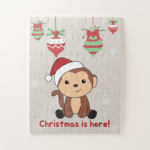 Monkey Christmas Snow Winter Animals Monkeys Jigsa Jigsaw Puzzle