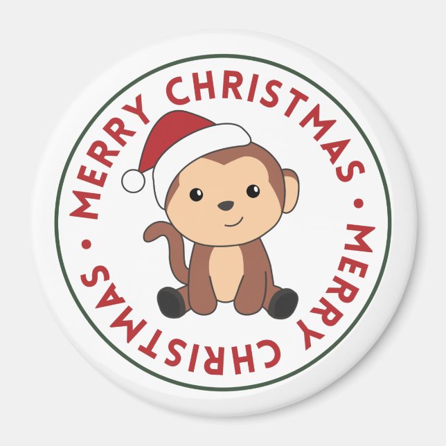 Monkey Christmas Snow Winter Animals Monkeys Magne Magnet (Front)