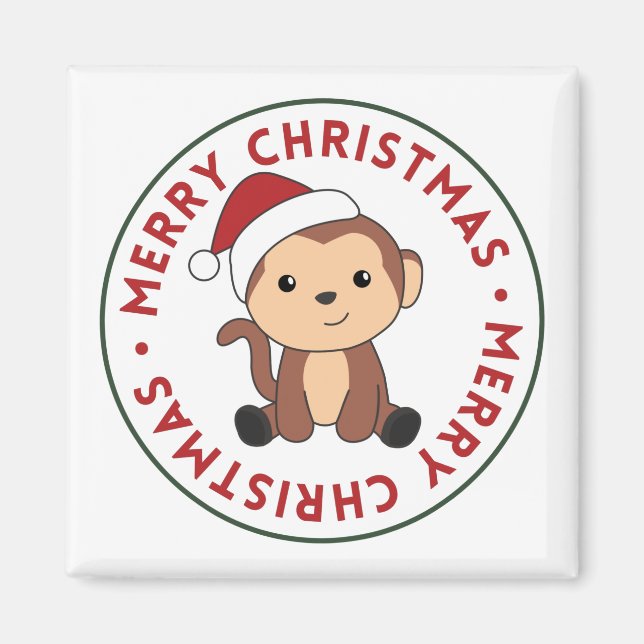 Monkey Christmas Snow Winter Animals Monkeys Magne Magnet (Front)