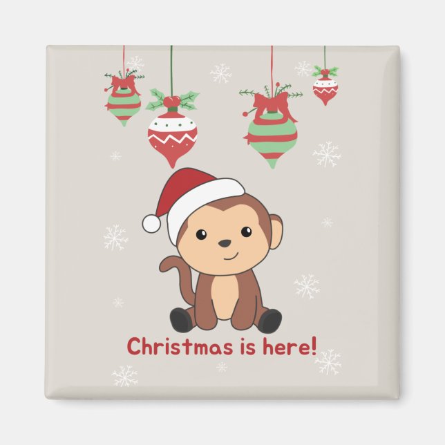 Monkey Christmas Snow Winter Animals Monkeys Magne Magnet (Front)