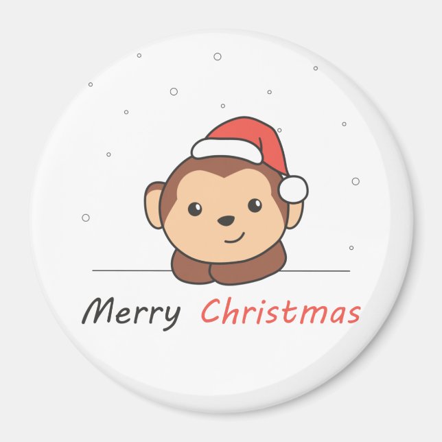 Monkey Christmas Snow Winter Animals Monkeys Magnet (Front)
