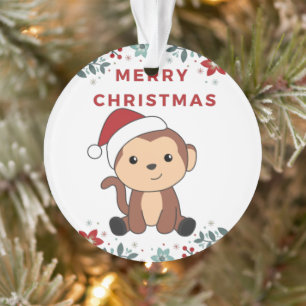 Monkey Christmas Snow Winter Animals Monkeys Ornam Ornament