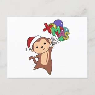 Monkey Christmas Snow Winter Animals Monkeys Postcard