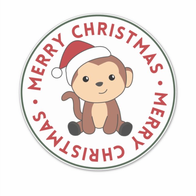 Monkey Christmas Snow Winter Animals Monkeys Stick (Front)