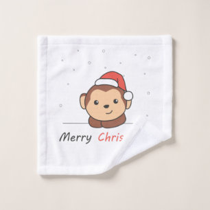 Monkey Christmas Snow Winter Animals Monkeys Wash Cloth
