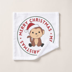 Monkey Christmas Snow Winter Animals Monkeys Wash  Cloth