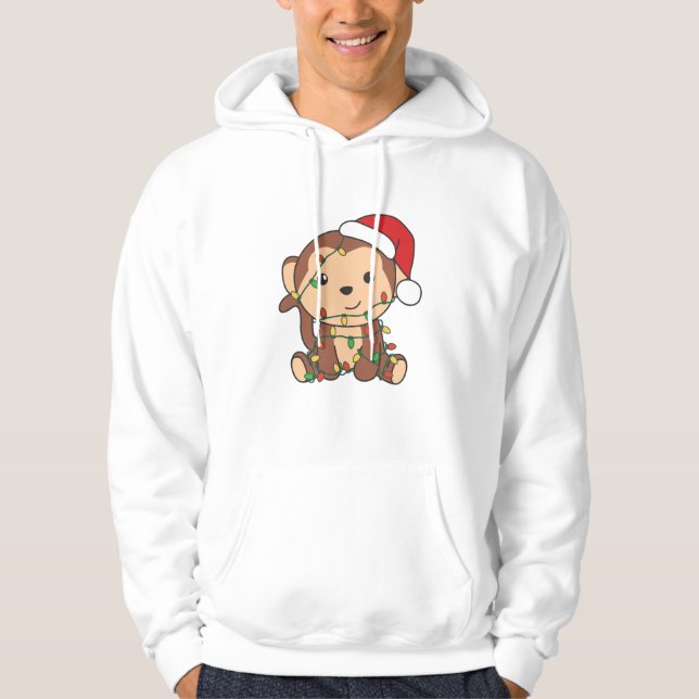 Monkey Christmas Winter Animals Monkeys Hoodie (Front)