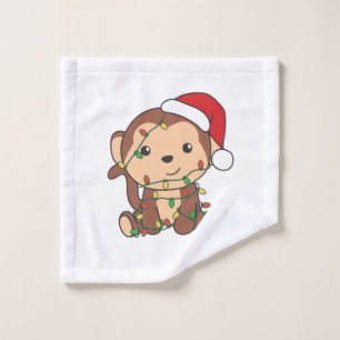 Monkey Christmas Winter Animals Monkeys Wash Cloth