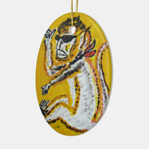 Monkey Circus Art Ceramic Tree Decoration