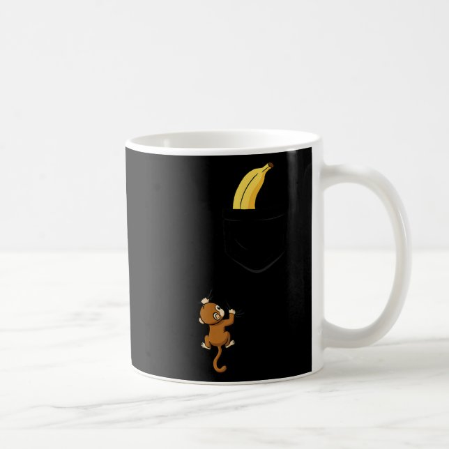 Monkey Climbs For Banana Funny Animal Cket Design  Coffee Mug (Right)
