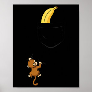 Monkey Climbs For Banana Funny Animal Cket Design Poster