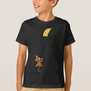 Monkey Climbs For Banana Funny Animal Cket Design T-Shirt