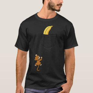 Monkey Climbs For Banana Funny Animal Cket Design  T-Shirt
