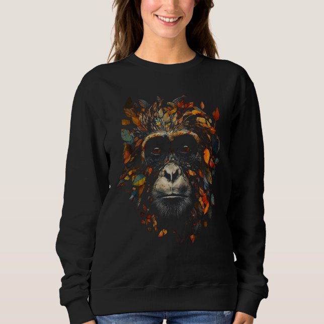 Monkey Colourful Autumn Art Jungle Zoo Artwork Mot Sweatshirt (Front)