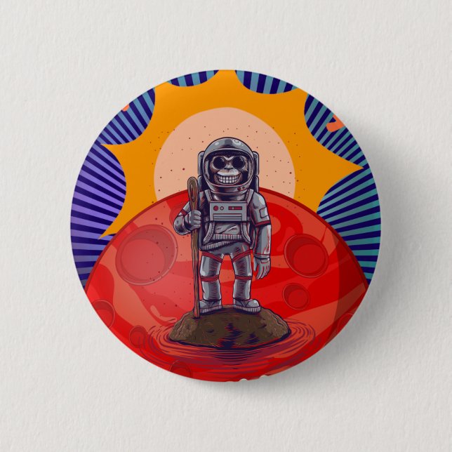 monkey conquer the red planet button (Front)