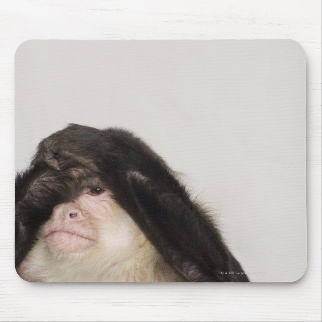 Monkey covering its eyes mouse pad (Front)