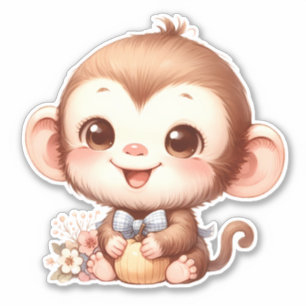 Monkey Custom Cut Scrapbooking Sticker