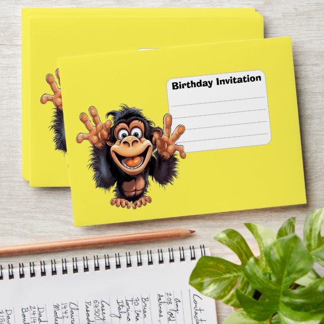 Monkey Cute Birthday Invitation Envelope (Stacked)