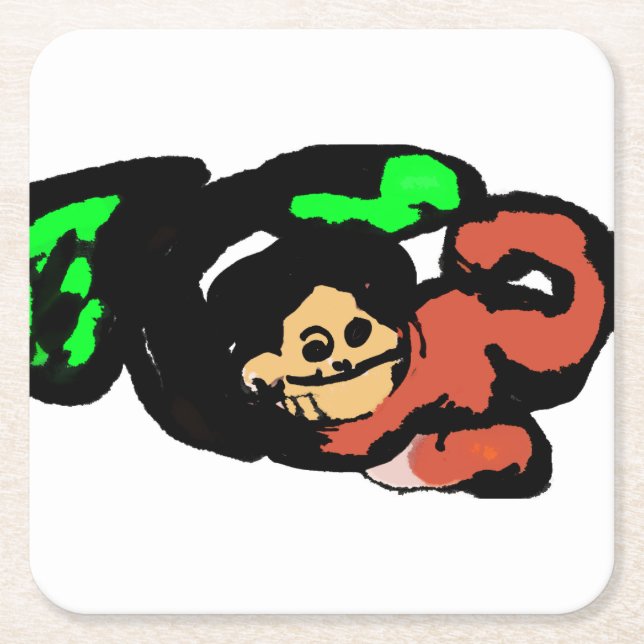 Monkey cute  square paper coaster (Front)
