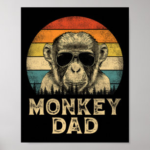 Monkey Dad Monkey Lovers Daddy Father's Day  Poster