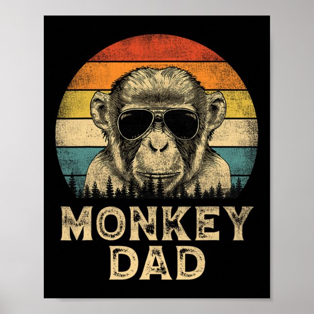 Monkey Dad Monkey Lovers Daddy Father's Day  Poster (Front)