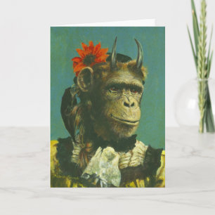 Monkey Demon Greetings Card
