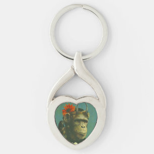 Monkey Demon Heart shaped Keyring