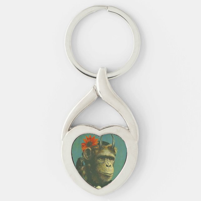 Monkey Demon Heart shaped Keyring (Front)