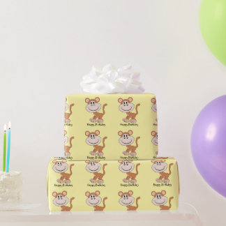 Monkey Design Any Background Colour Birthday Gift Wrapping Paper