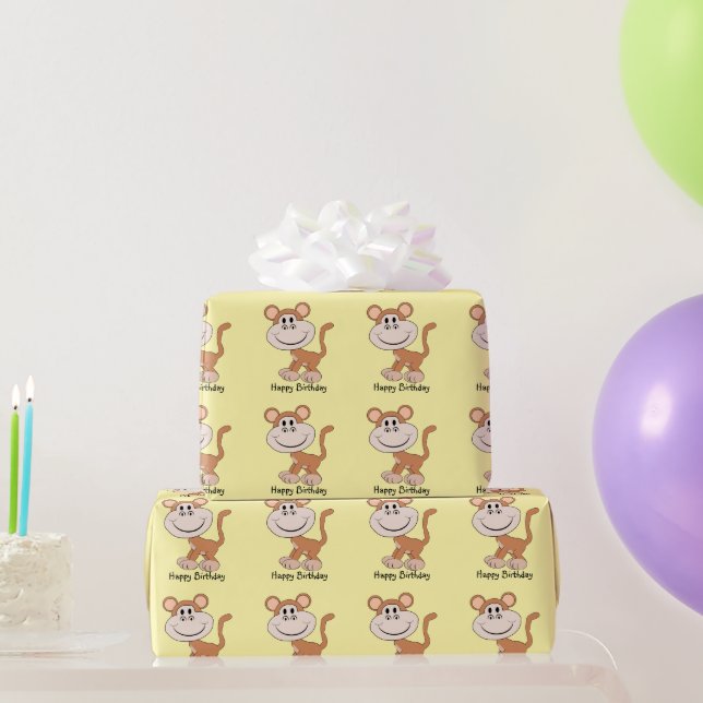 Monkey Design Any Background Colour Birthday Gift Wrapping Paper (Party Gifts)