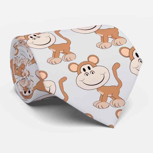 Monkey Design Tie (Rolled)