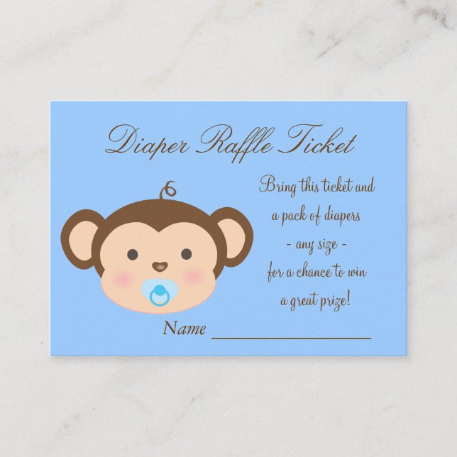 Monkey Diaper Raffle Tickets Enclosure Card (Front)