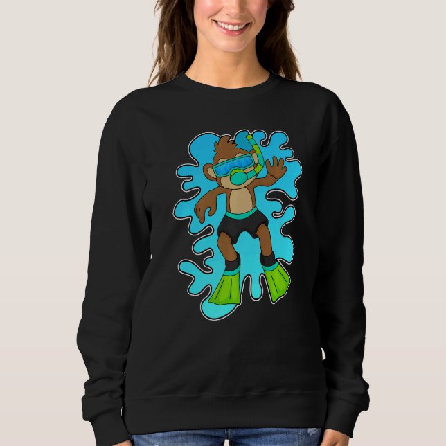Monkey Diving Snorkel Swimming goggles Sweatshirt (Front)
