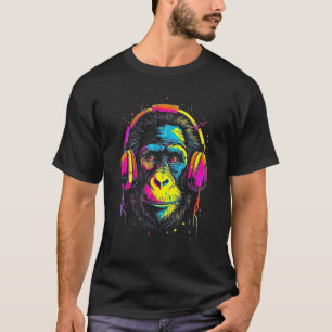 Monkey DJ with Headphones  Music Deejay Disc Jocke T-Shirt