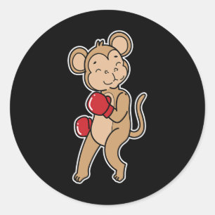 Monkey Does Boxing  Classic Round Sticker