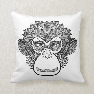 Monkey Doodle Face Cushion