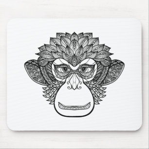 Monkey Doodle Face Mouse Pad