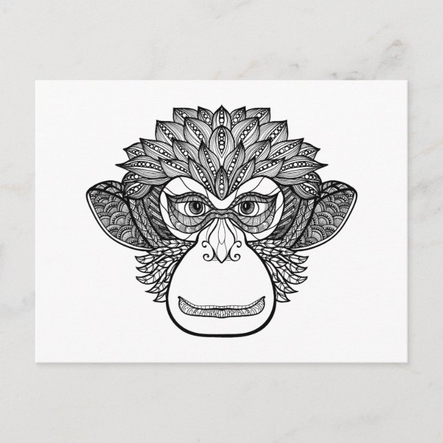 Monkey Doodle Face Postcard (Front)