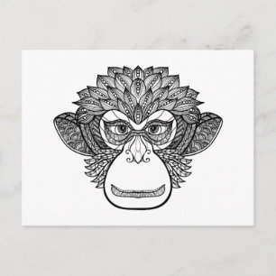 Monkey Doodle Face Postcard