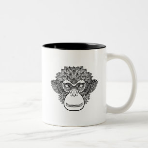 Monkey Doodle Face Two-Tone Coffee Mug