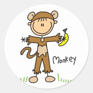 Monkey Dress Up T-shirts and Gifts Classic Round Sticker