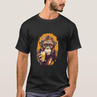 Monkey Drinking Beer Funny Beer Drinker Drunk Gori T-Shirt