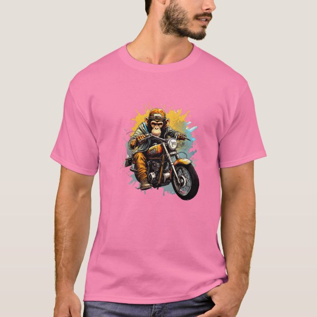 Monkey Drive the Motorcycle  T-Shirt (Front)
